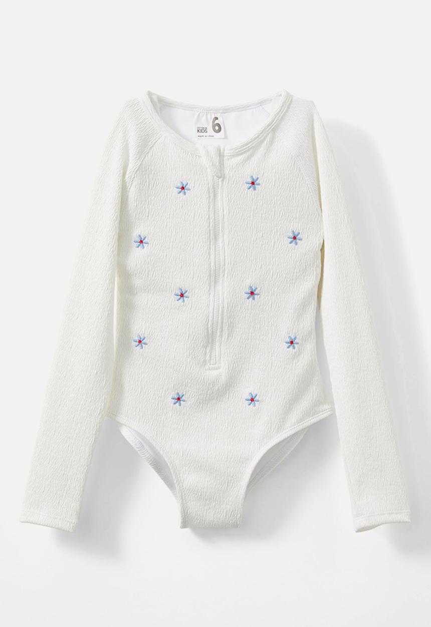 Cotton On - Lydia low one piece - vanilla crinkle/embroidered floral