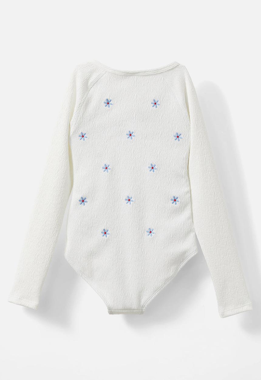 Cotton On - Lydia low one piece - vanilla crinkle/embroidered floral