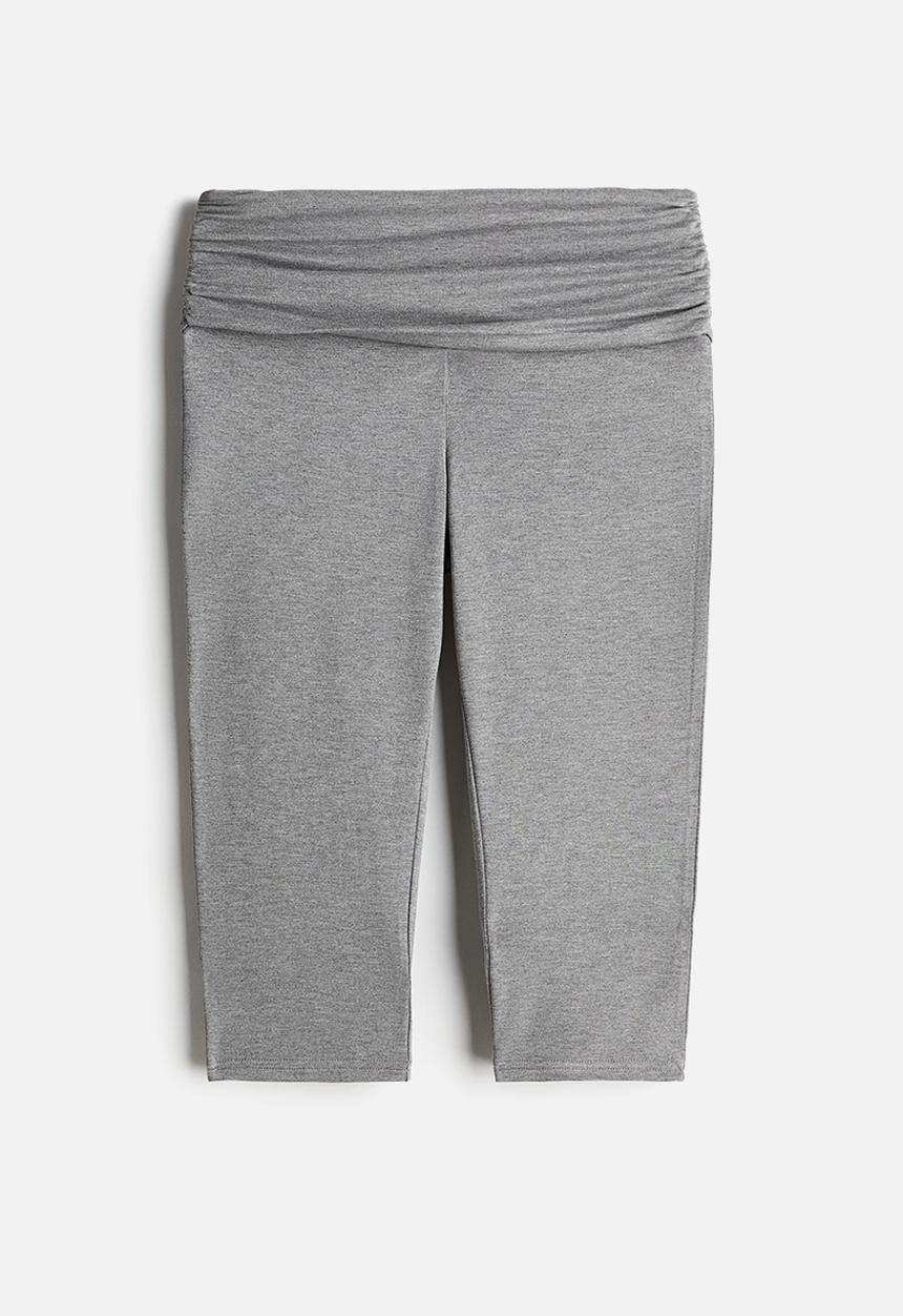 H&M - Foldover-waist capri leggings - grey marl 