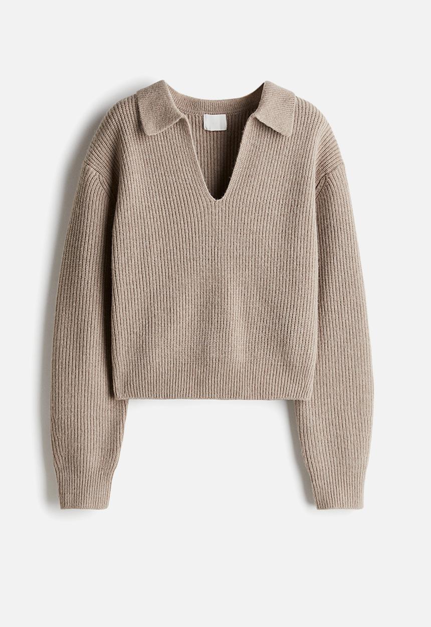 H&M - Rib-knit collared jumper - greige