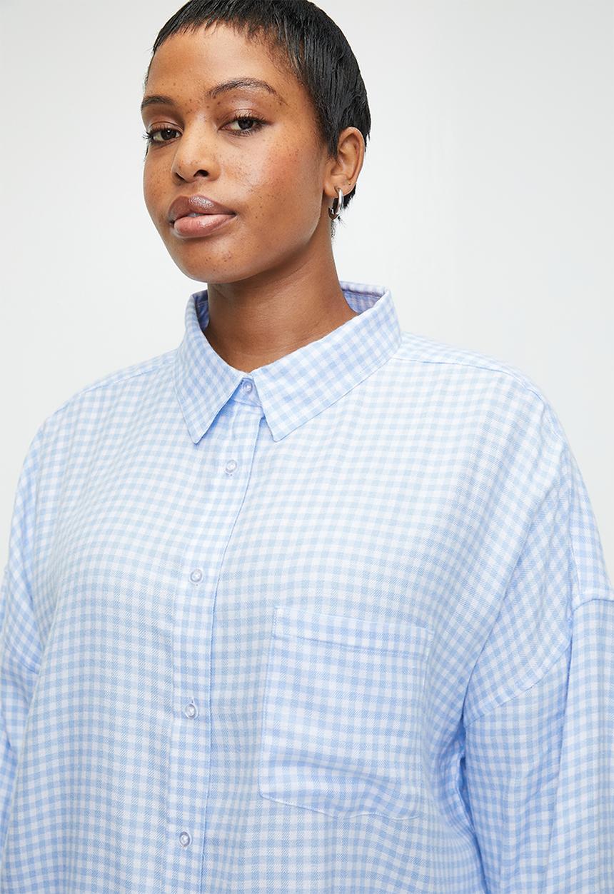 Cotton On - Plus Flannel Boyfriend Long Sleeve Shirt - Windsurfr Flossy Gingham