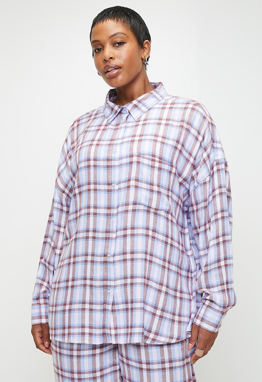 Cotton On - Plus Flannel Boyfriend Long Sleeve Shirt - Pink Evie Check