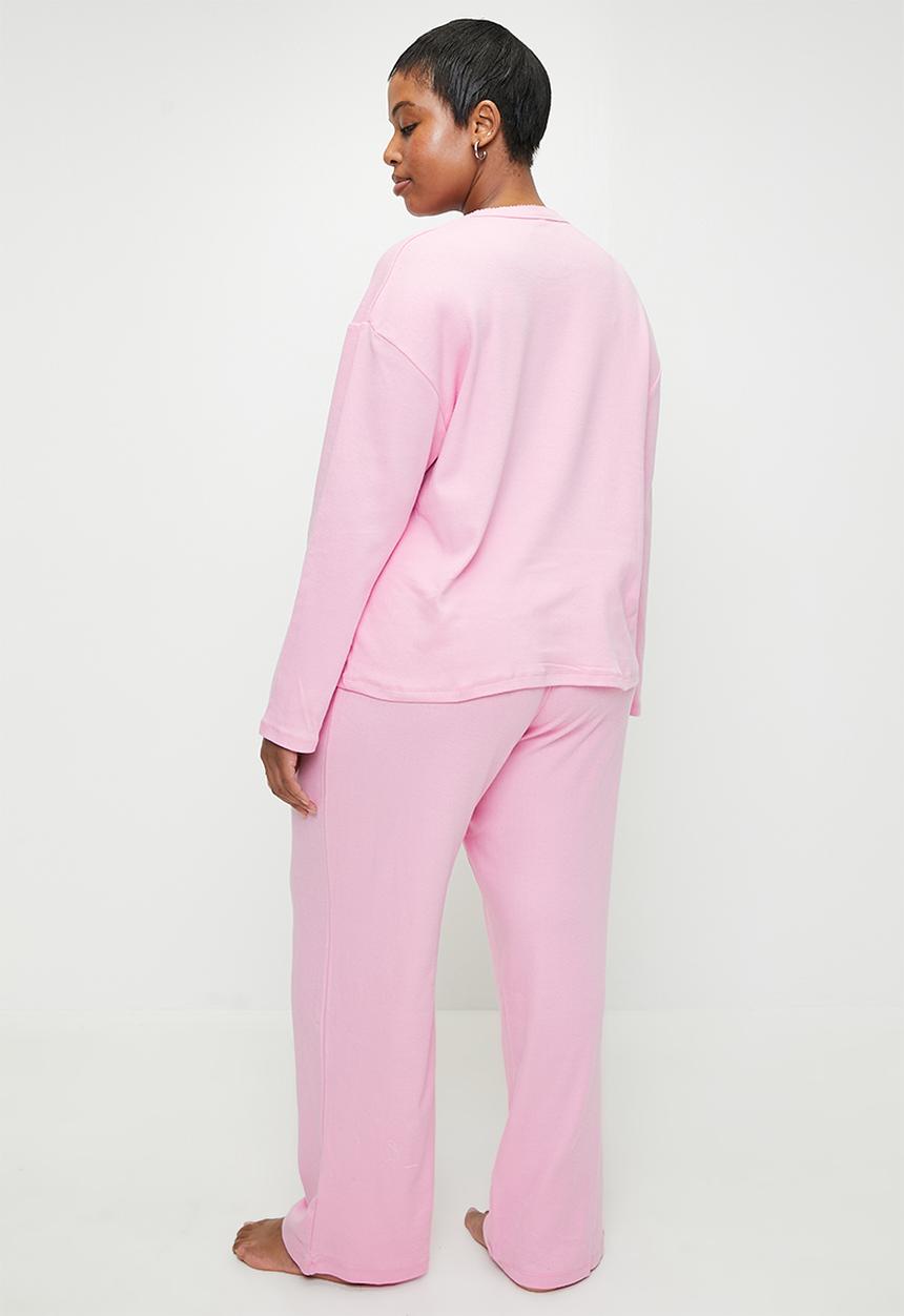 Cotton On - Plus Pointelle Long Sleeve Sleep Set - Pink Dusk