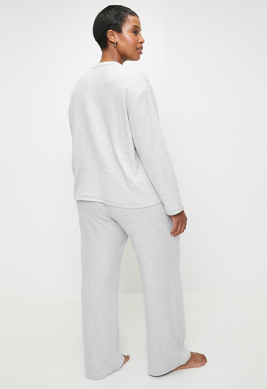 Cotton On - Plus Pointelle Long Sleeve Sleep Set - Grey Marle