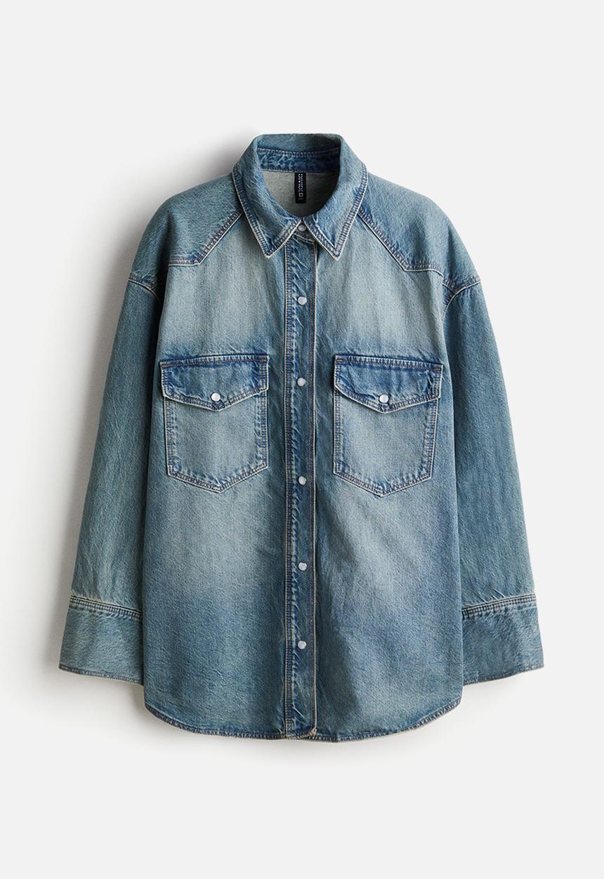 H&M - Oversized denim shirt - light denim blue