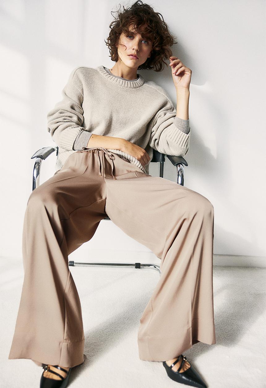 H&M - Wide drawstring trousers - beige