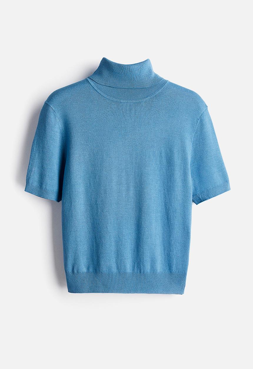 H&M - Fine-knit polo-neck top - blue
