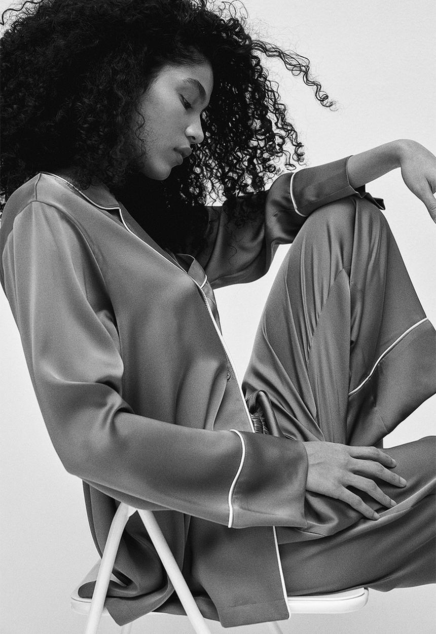 H&M - Satin pyjamas - grey-green