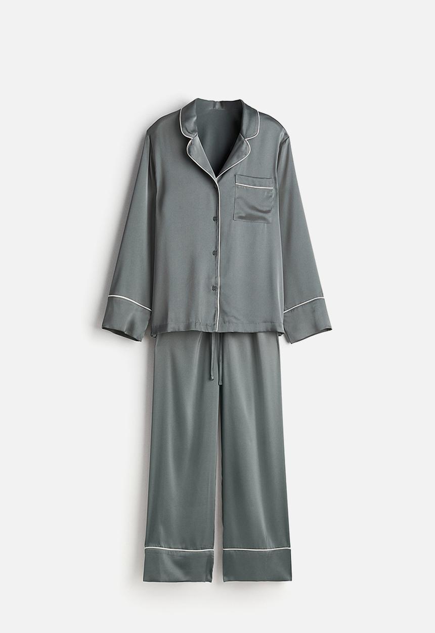 H&M - Satin pyjamas - grey-green