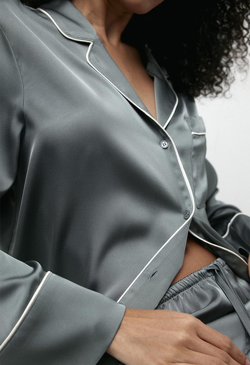 H&M - Satin pyjamas - grey-green