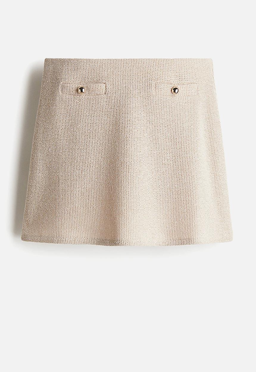 H&M - Textured-knit mini skirt - light beige