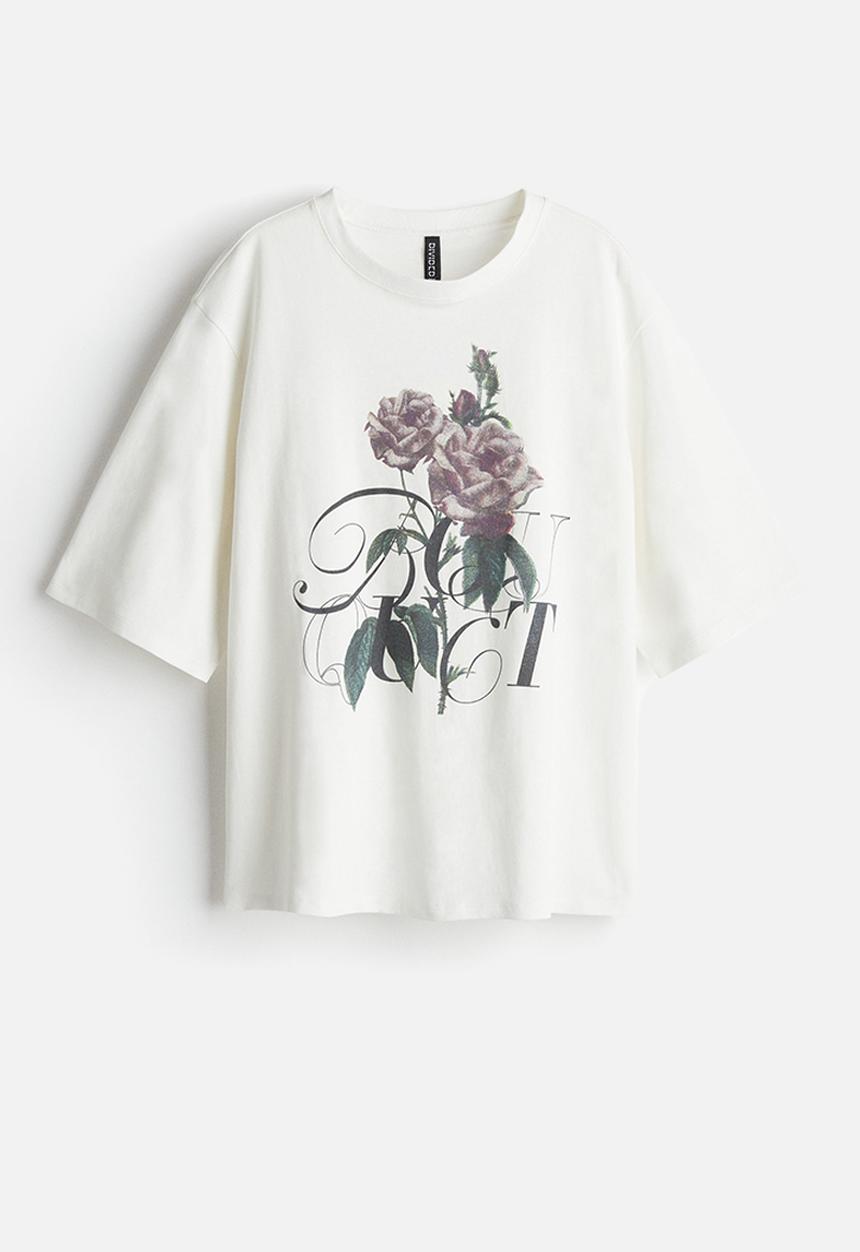 H&M - Oversized t-shirt - white bouquet