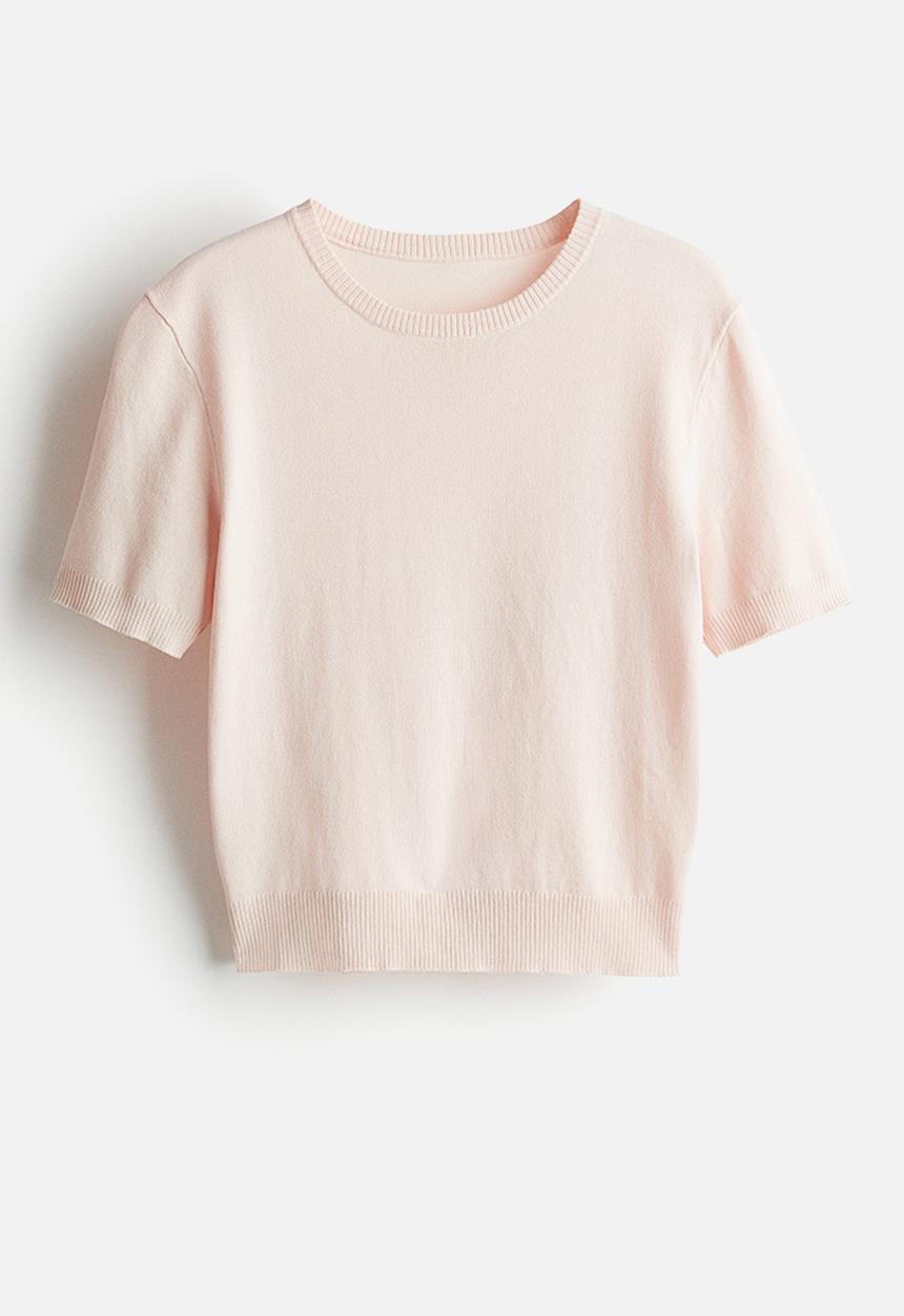 H&M - Fine-knit t-shirt - light pink