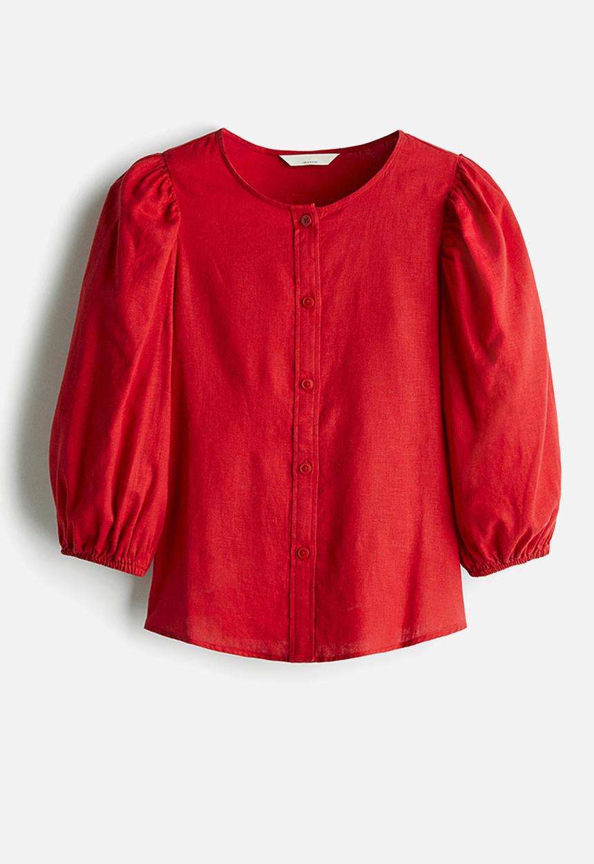 H&M - Linen-blend blouse - red