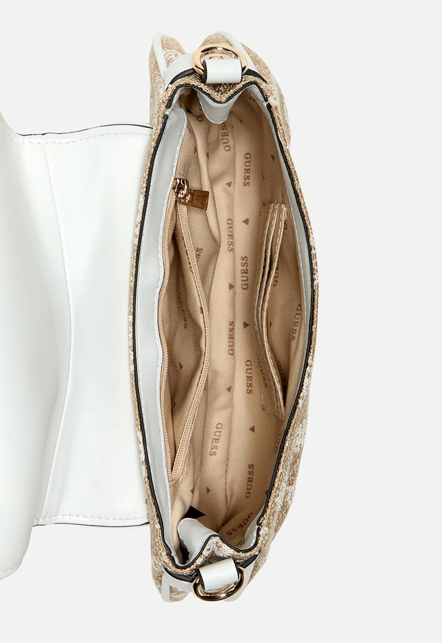 GUESS - Beyza flap shoulder bag - white logo