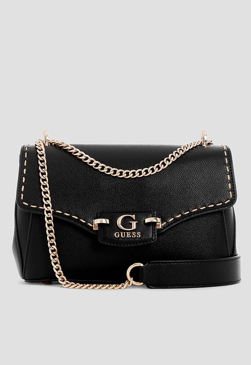 GUESS - Nastra convertible flap cross-body bag - black