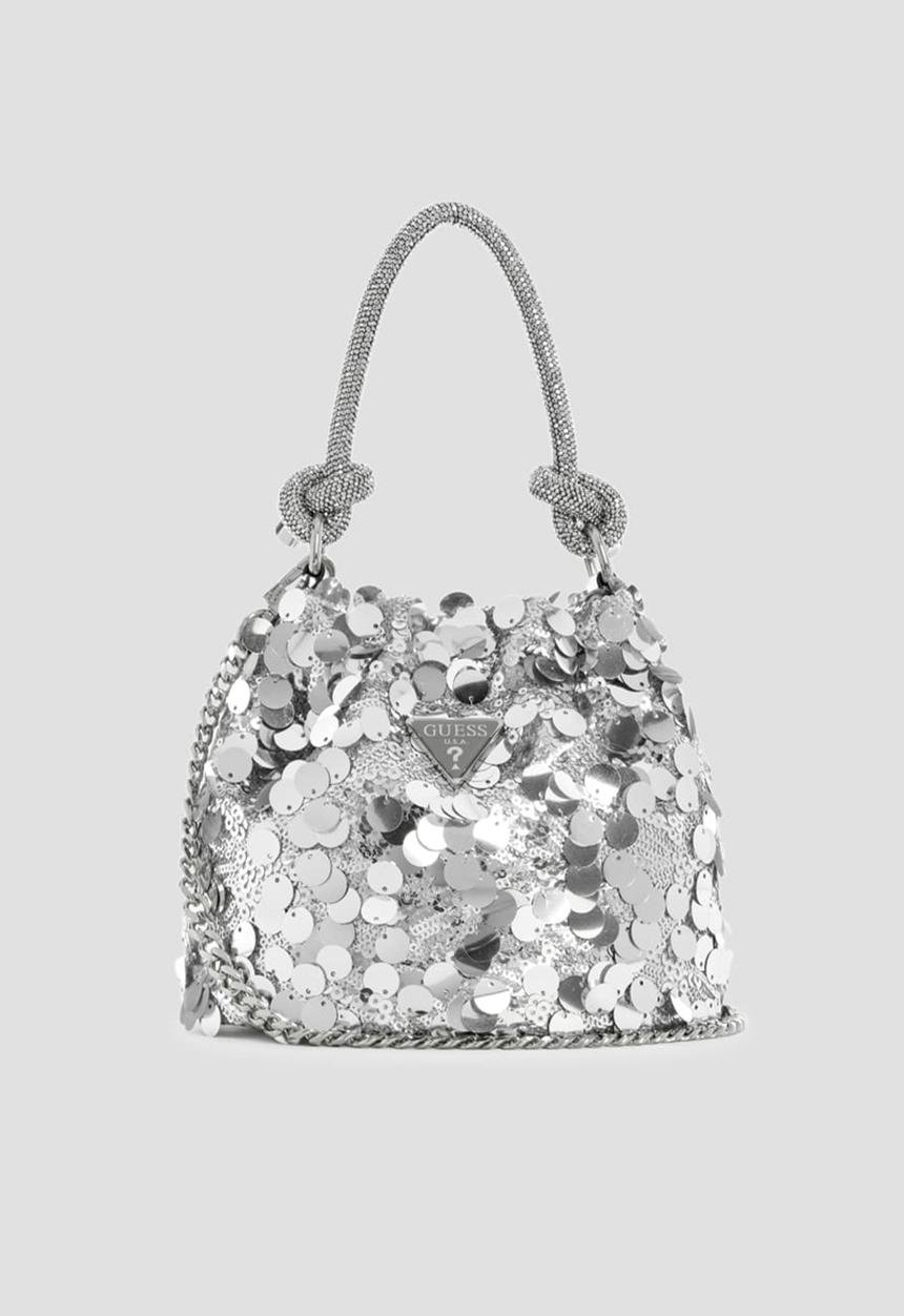 GUESS - Holiday shine  top handle bag - silver
