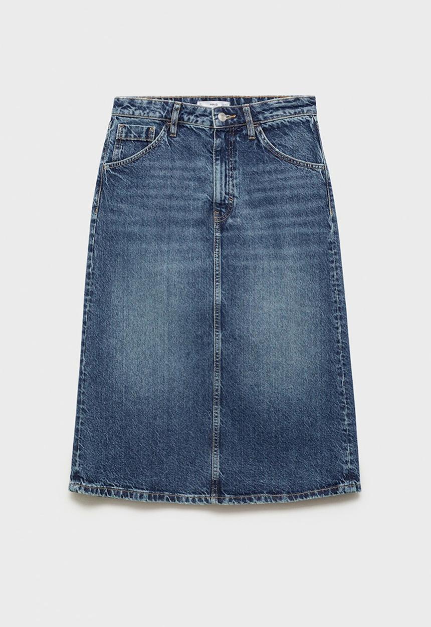 MANGO - Skirt Longo - Denim Blue