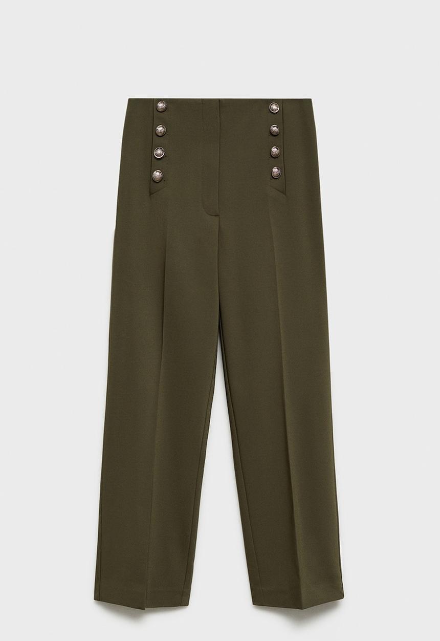 MANGO - Trousers Botones - Beige/Khaki