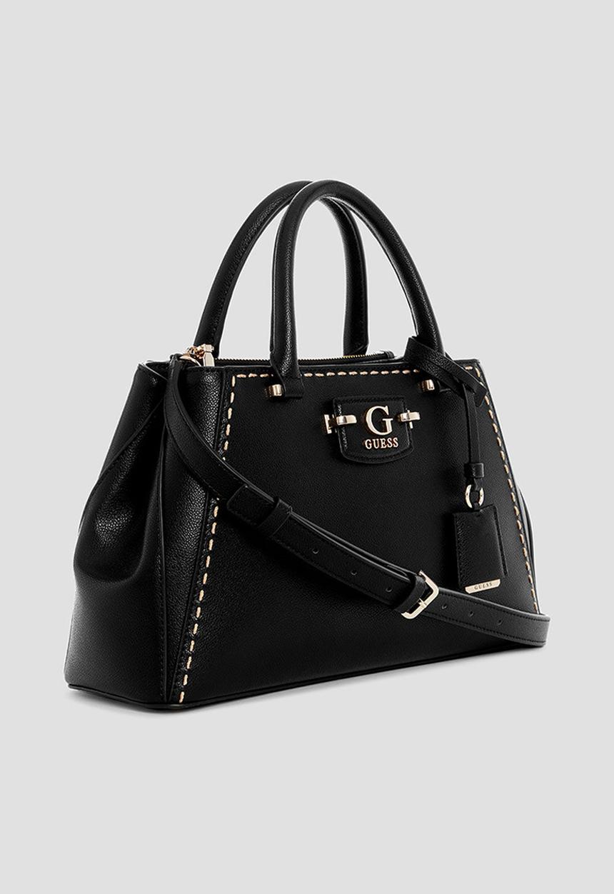 GUESS - Nastra society satchel tote bag -black