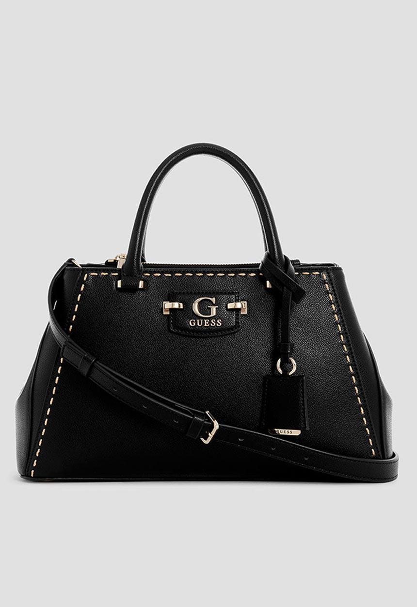 GUESS - Nastra society satchel tote bag -black