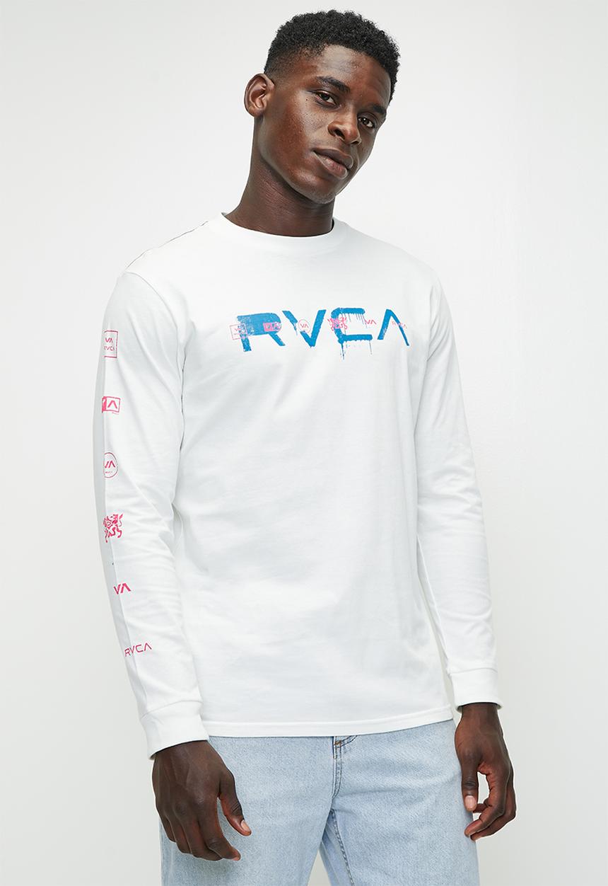 RVCA - All spray long sleeve red stitch - antique white	
