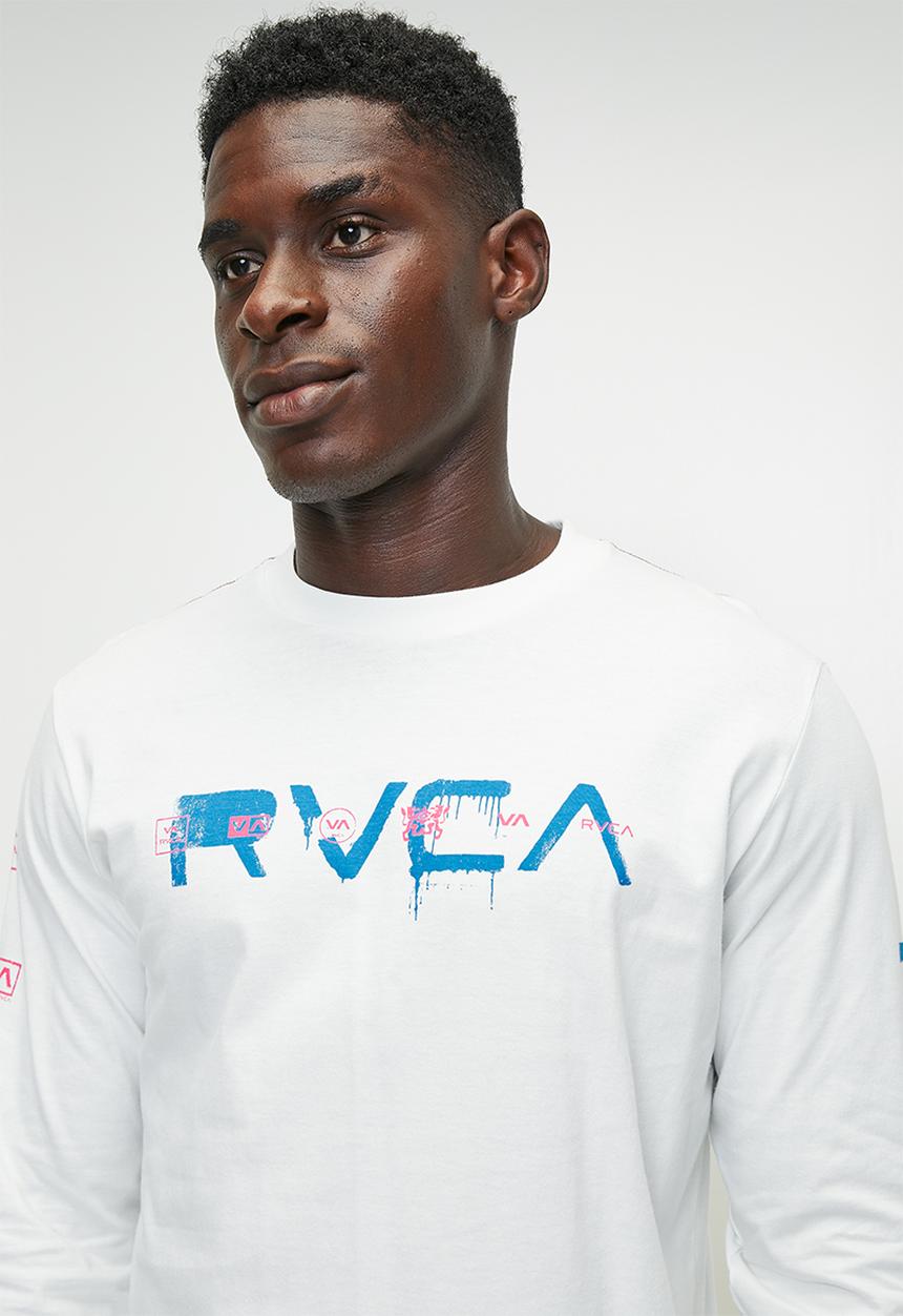 RVCA - All spray long sleeve red stitch - antique white	