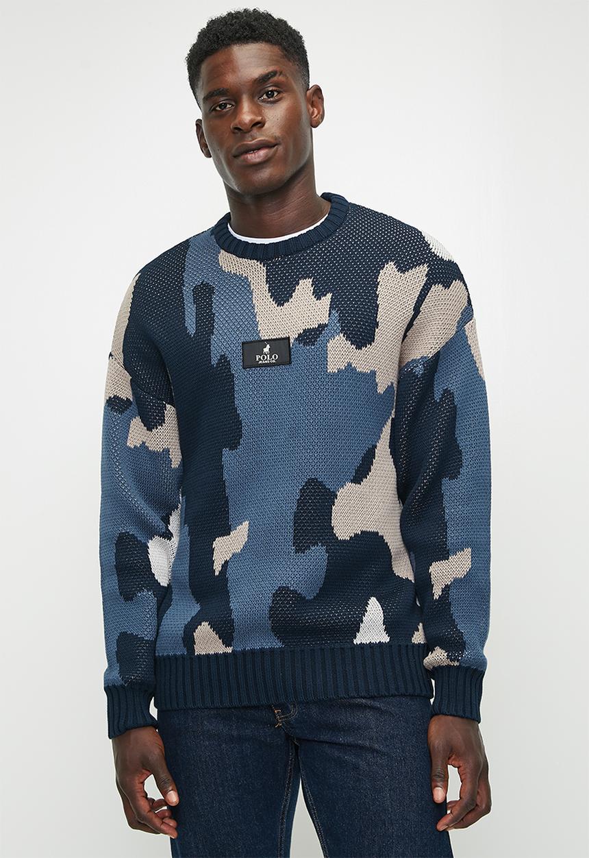 POLO - Mens Pjc Ls Crew Neck Knitwear - Blue