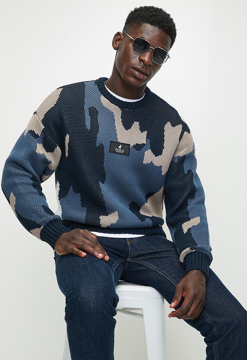 POLO - Mens Pjc Ls Crew Neck Knitwear - Blue