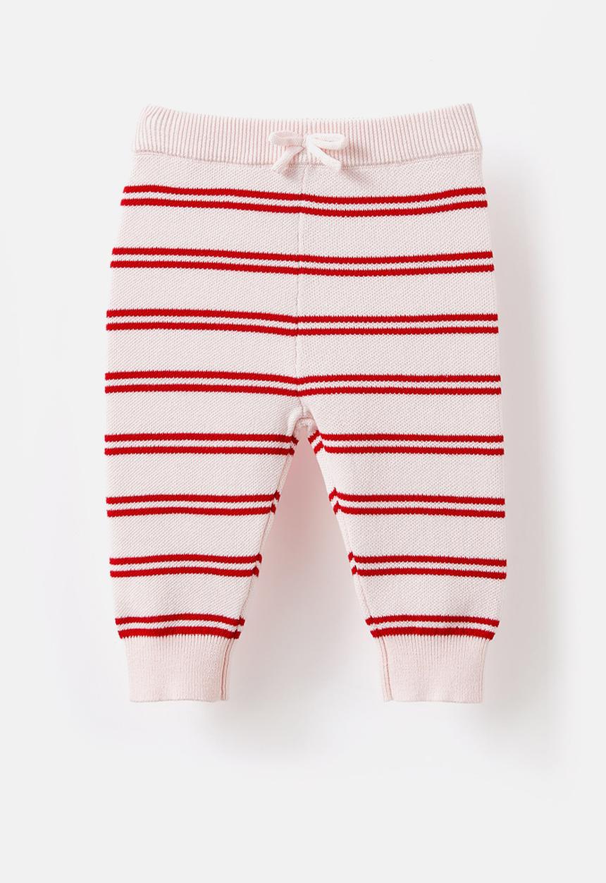Cotton On - Cohen relaxed knit pant - pink pearl/varsity red double stripe
