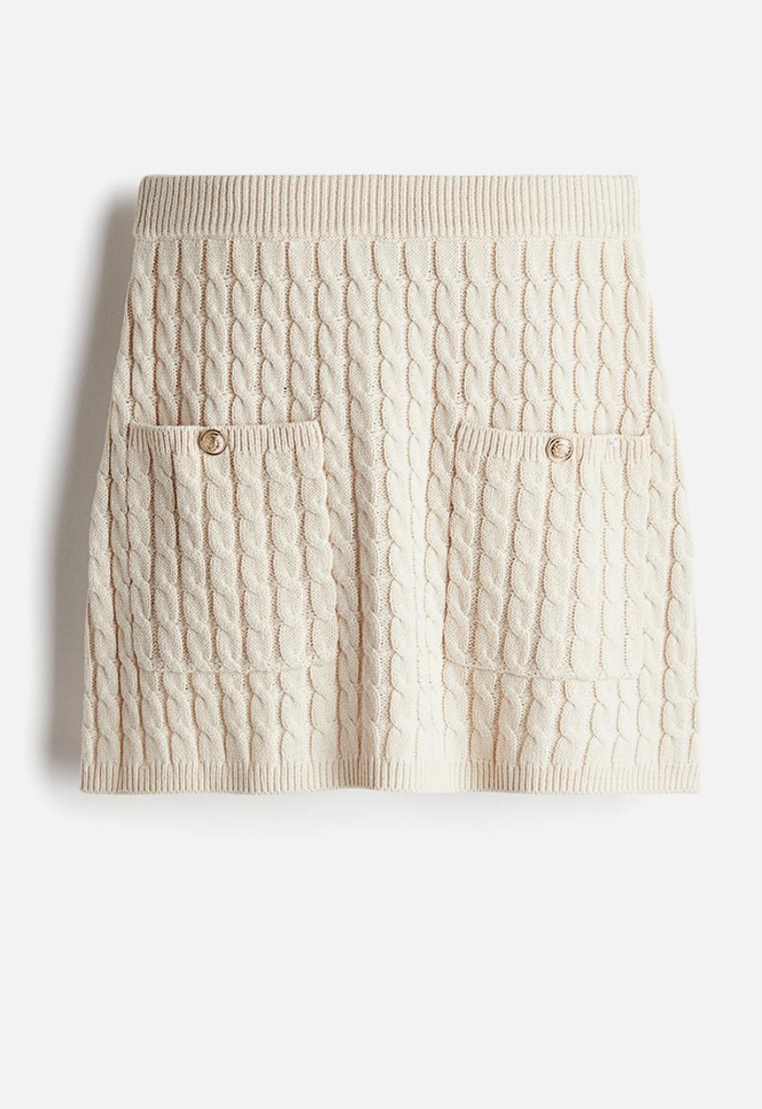 H&M - Cable-knit skirt - light beige