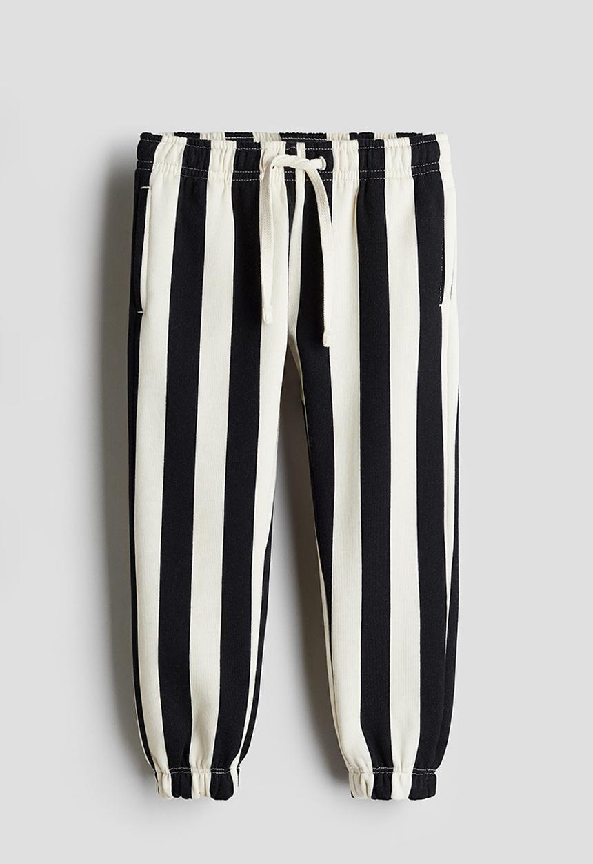 H&M - Printed joggers - black & white striped