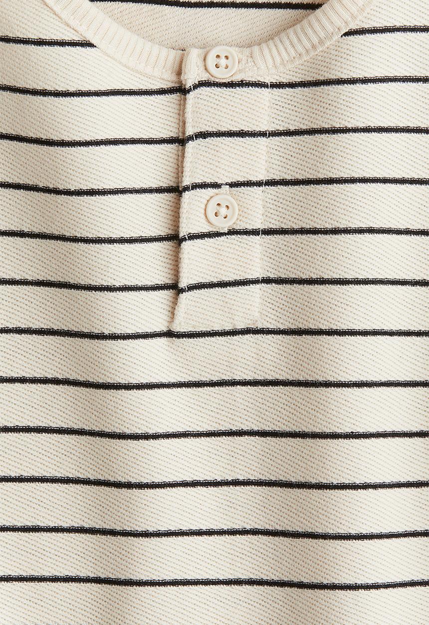 H&M - Henley top - light beige striped