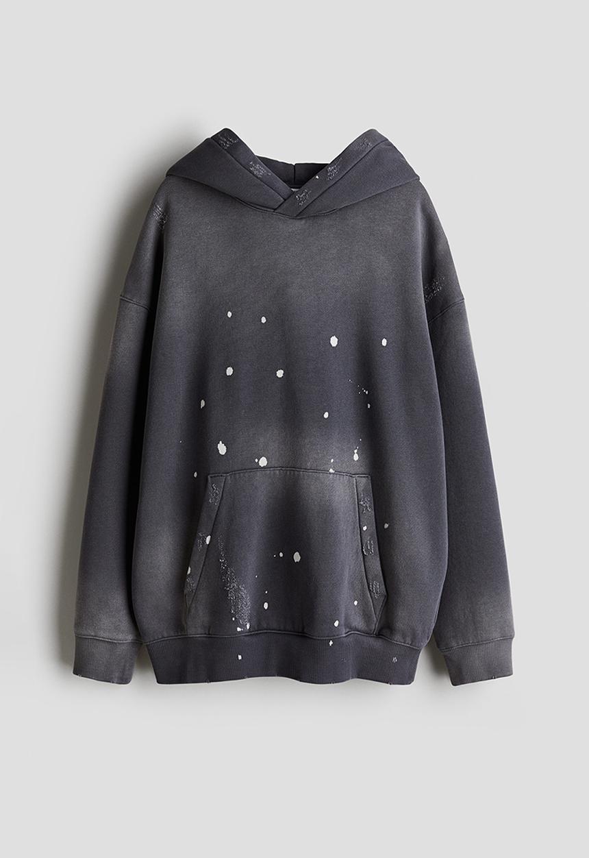 H&M - Hoodie - dark grey splatter