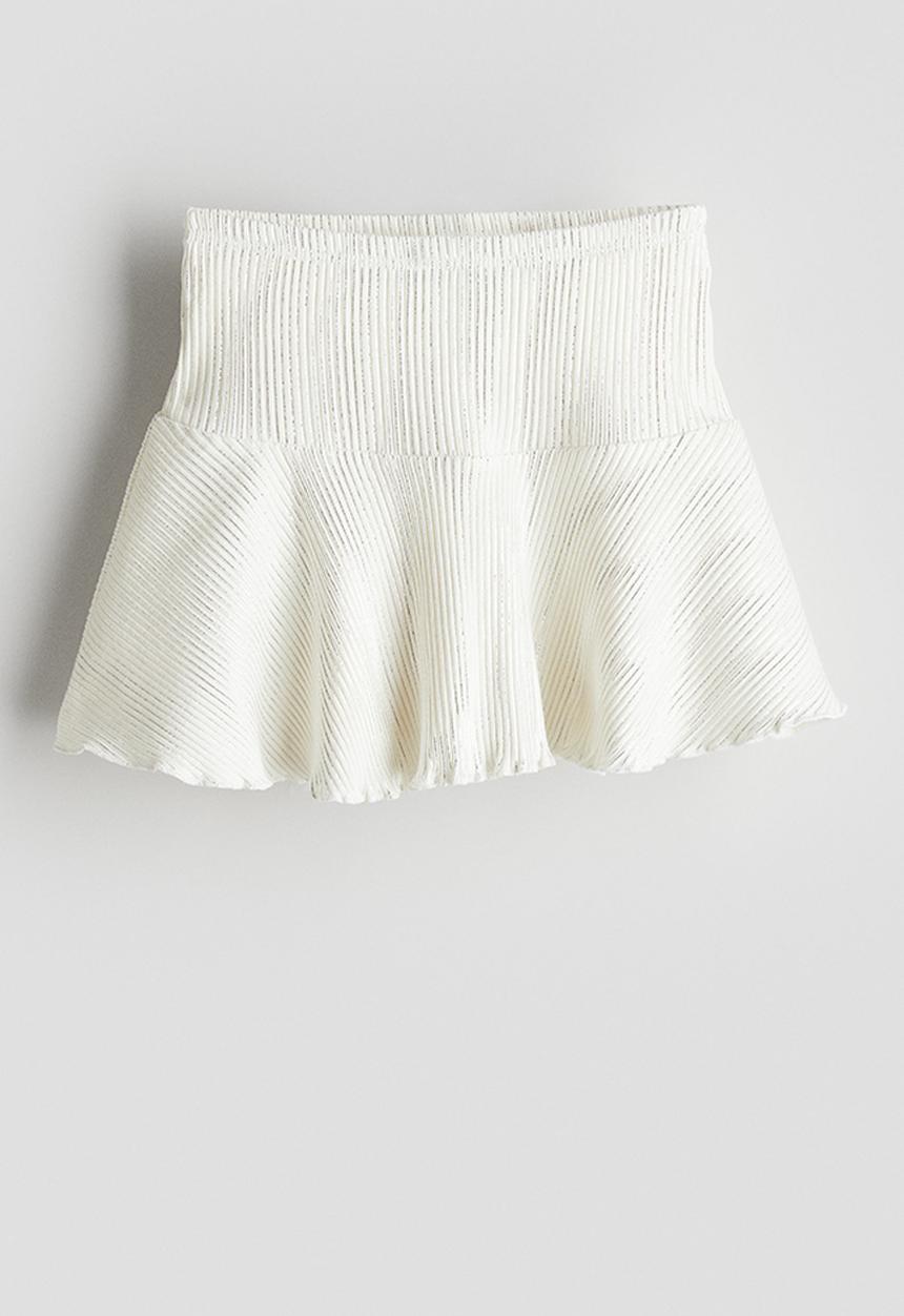 H&M - Shimmering jersey skirt - white & silver-coloured 
