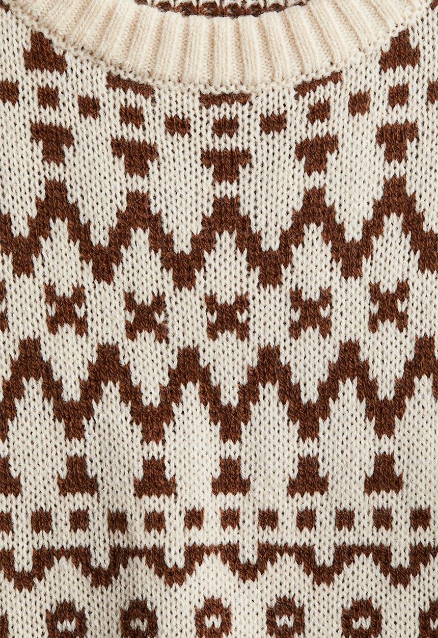 H&M - Jacquard-knit jumper - light beige & brown
