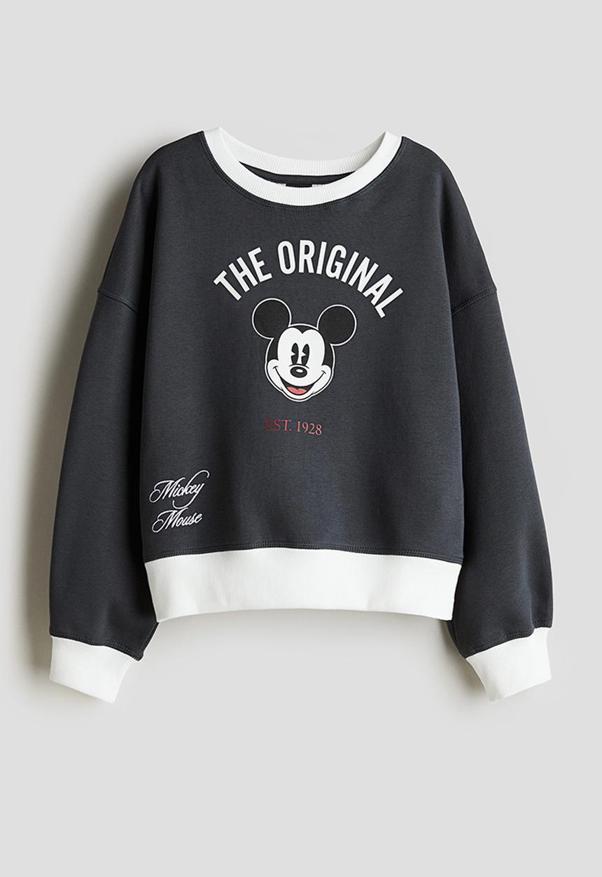 H&M - Print-motif sweatshirt - dark grey mickey mouse 