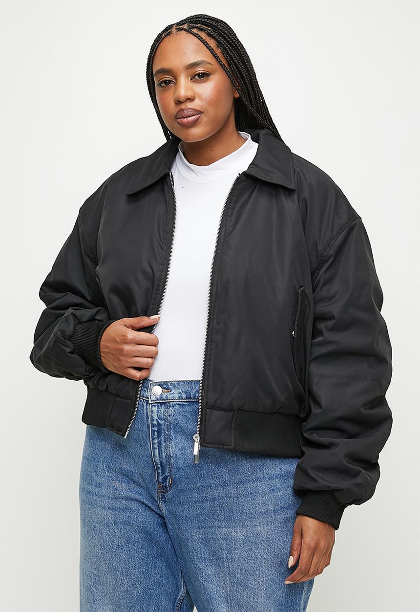 Plus toby bomber jacket - black