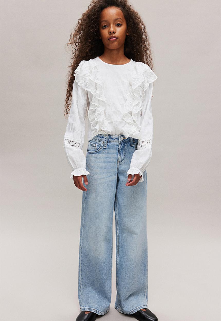 H&M - Lace-flounced blouse - white