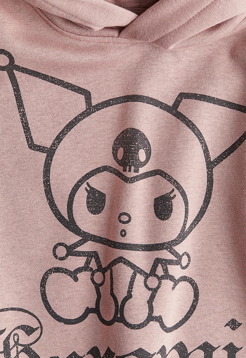 H&M - Oversized printed hoodie - light dusty pink kuromi