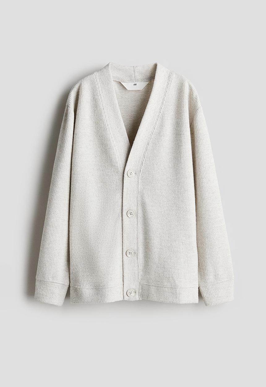 H&M - Rib-knit cardigan - light grey marl