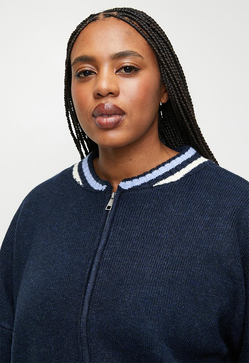 Cotton On - Plus luxe zip through knit bomber - ink navy new york