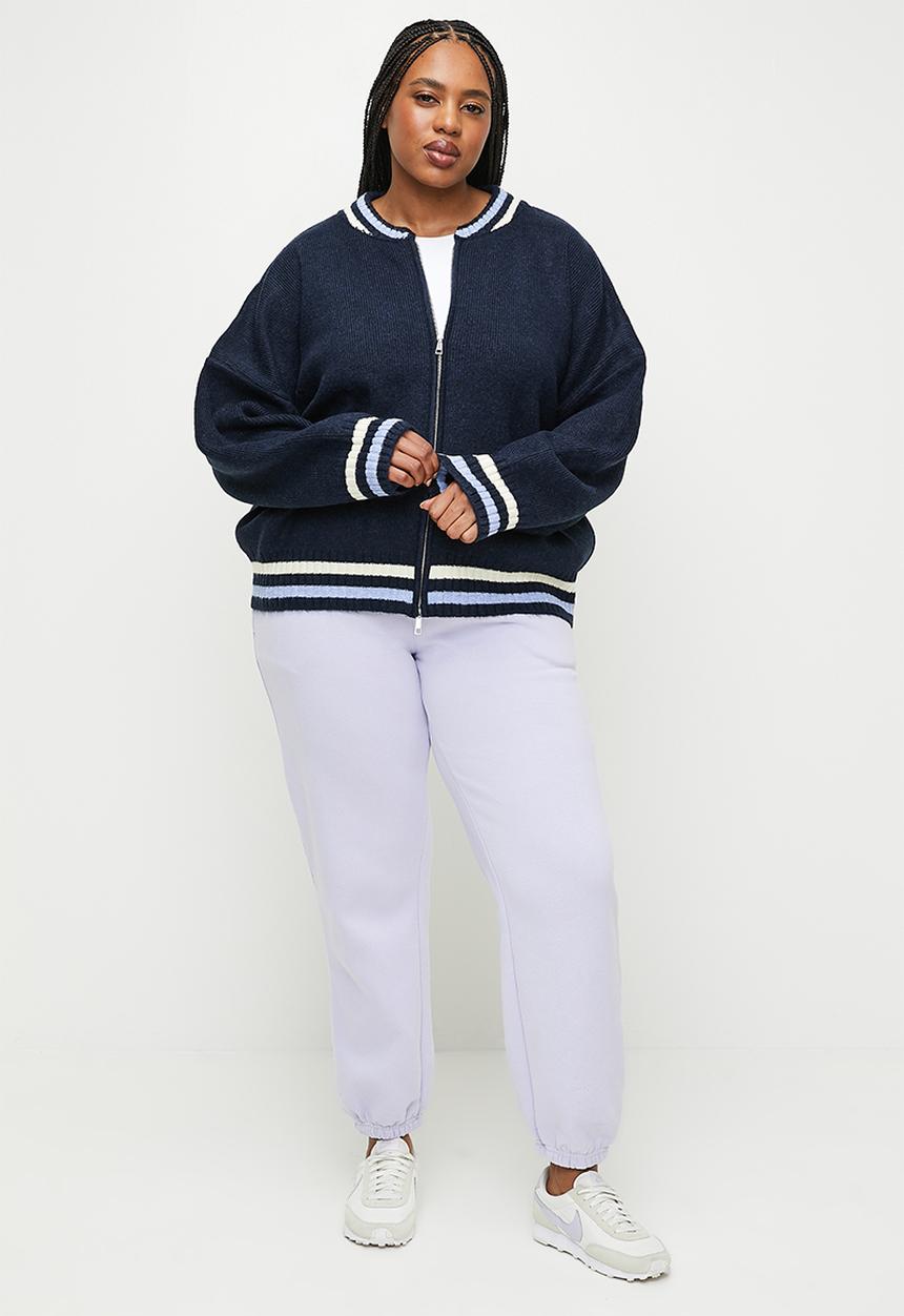 Cotton On - Plus luxe zip through knit bomber - ink navy new york