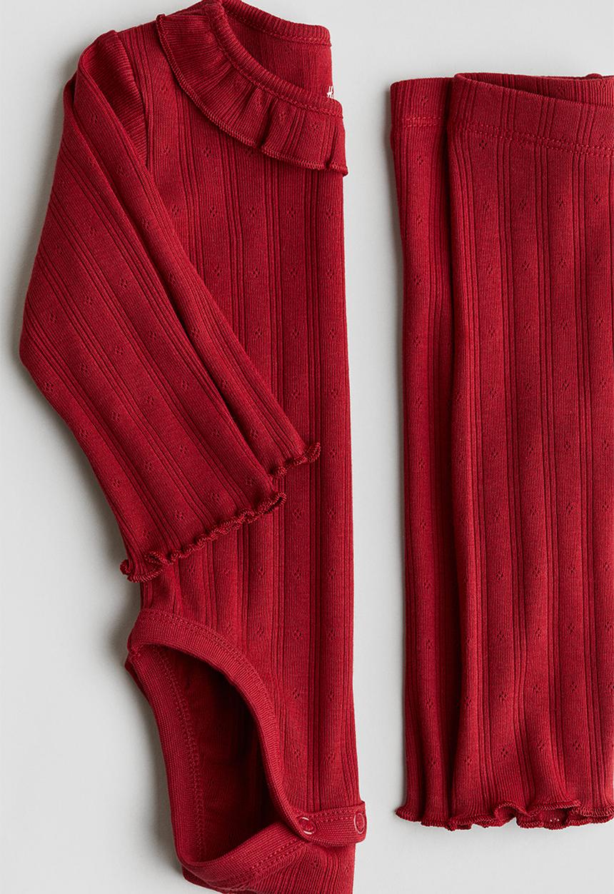 H&M - 2-Piece cotton jersey set - dark red