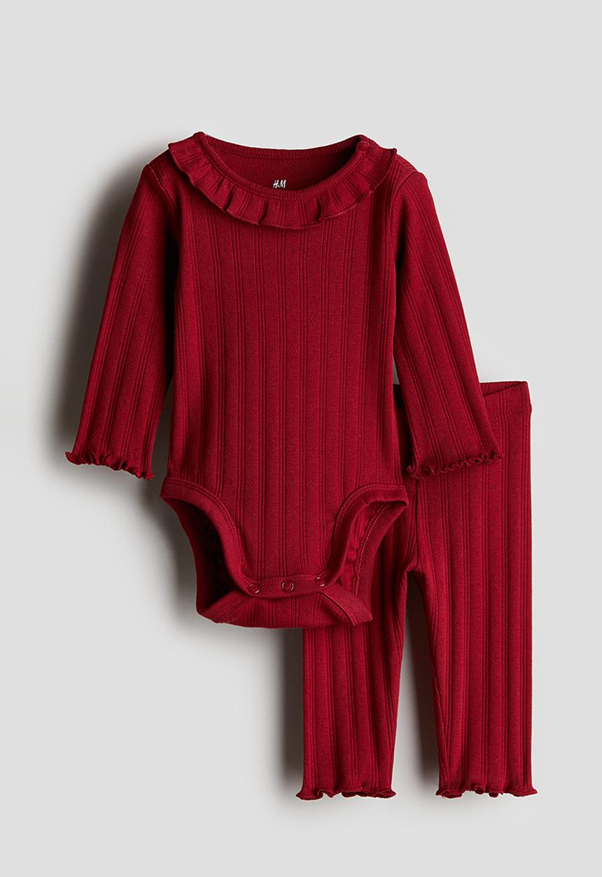H&M - 2-Piece cotton jersey set - dark red