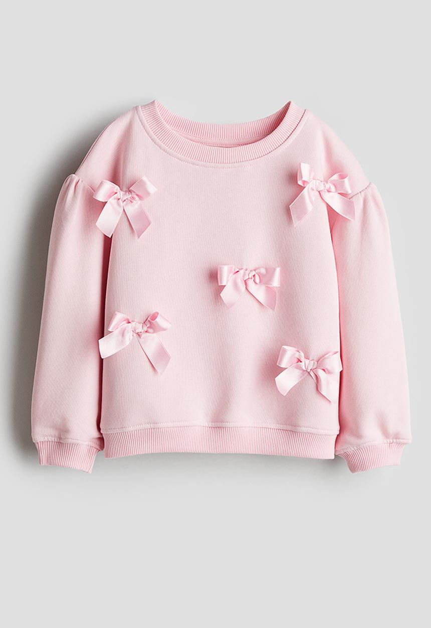 H&M - Flounce-trimmed sweatshirt - light pink bows
