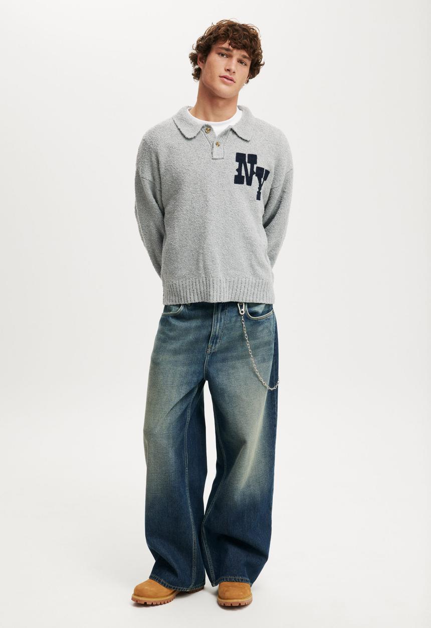 Cotton On - Boxy Rugby Polo - Grey Marle