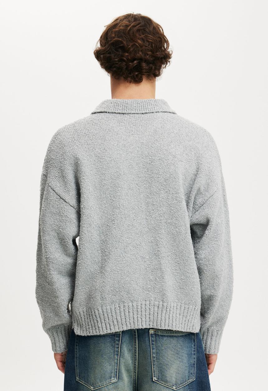 Cotton On - Boxy Rugby Polo - Grey Marle