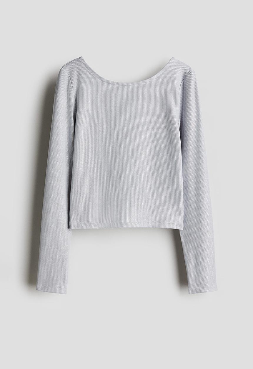 H&M - Ribbed jersey top - light grey