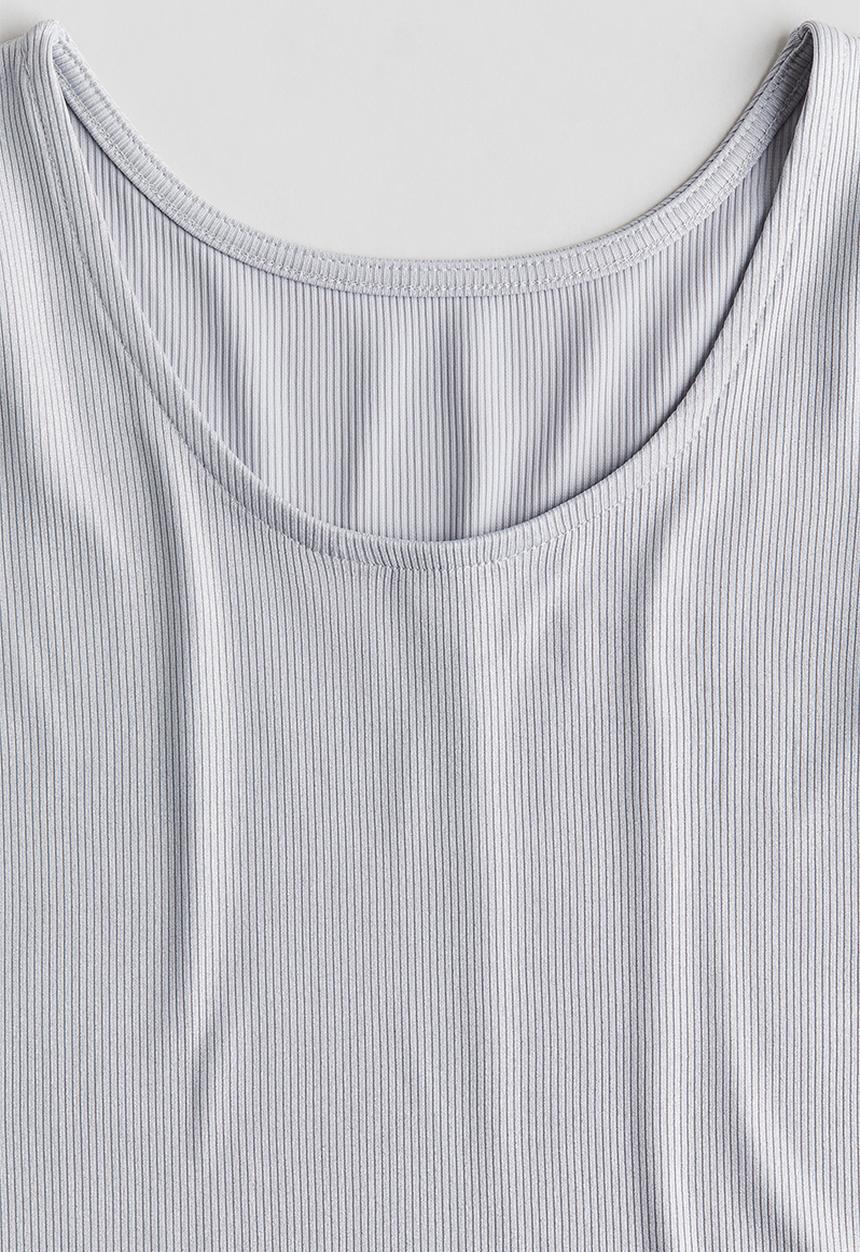 H&M - Ribbed jersey top - light grey